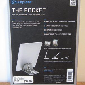NIB, BlueFlame The Pocket cell phone computer tablet stand, home, school, travel